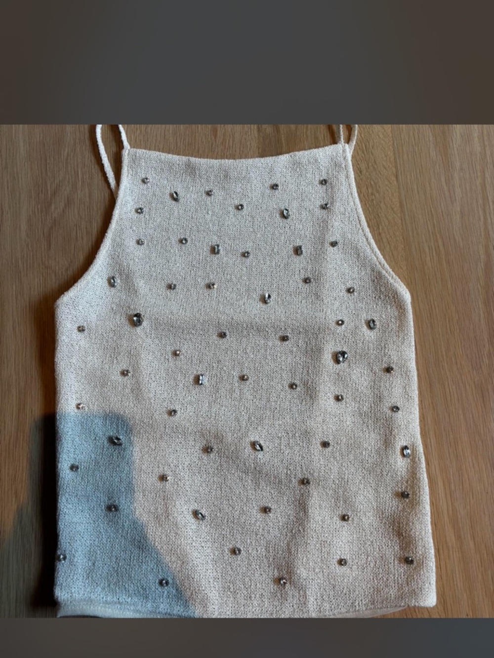 Zara Beaded Cream Top